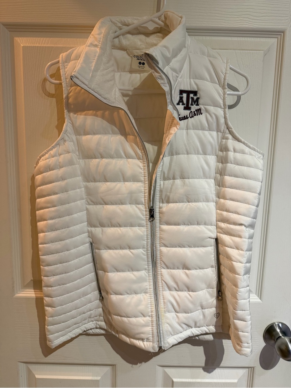 A&M embroidered Women's White Quilted Vest